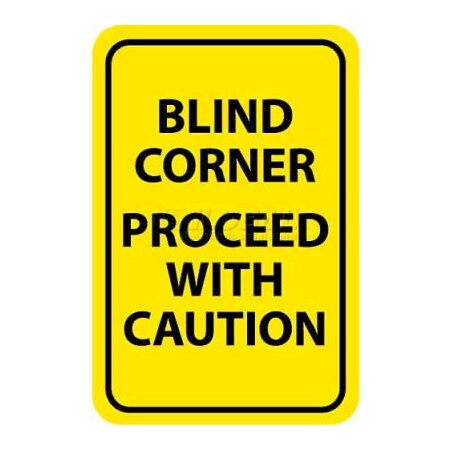 National Marker Co NMC Traffic Sign, Blind Corner Proceed With Caution, 18in X 12in, Yellow/Black TM71G